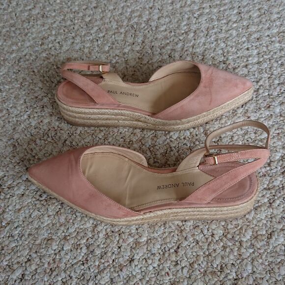 Paul Andrew light pink Suede Rhea Point Toe Espadrilles size 36 - Picture 1 of 14